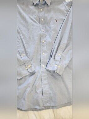 Vtg Polo Ralph Lauren Andrew Dress Shirt Men’s 17 34/35Blue Cotton Preppy Office